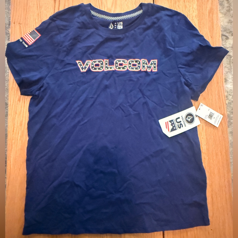 Volcom Boys XL Graphic T Shirt Navy Blue US Snowboard Tee Youth XL NWT